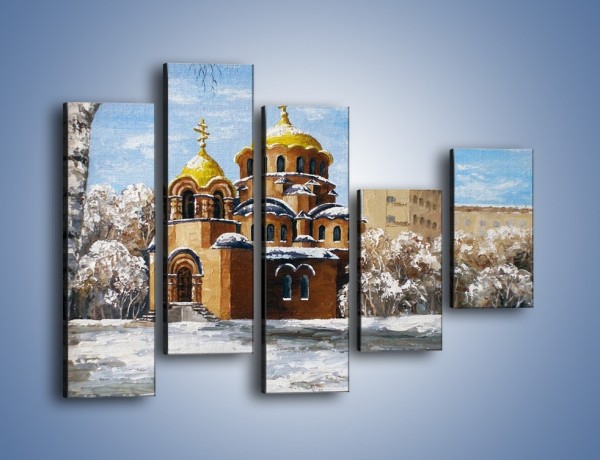 Obraz na płótnie – Cerkiew w trakcie zimy – pięcioczęściowy GR024W4