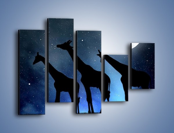 Obraz na płótnie – Żyrafie trio nocą – pięcioczęściowy GR316W4