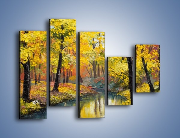 Obraz na płótnie – Jesienną pora w lesie – pięcioczęściowy GR434W4