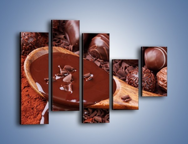 Obraz na płótnie – Praliny w płynącej czekoladzie – pięcioczęściowy JN018W4