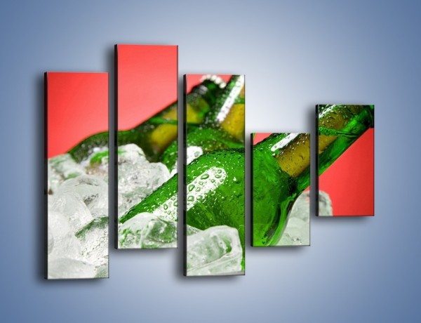 Obraz na płótnie – Zmrożone butelki piwa – pięcioczęściowy JN025W4