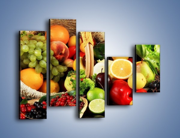 Obraz na płótnie – Kosz pełen owocowo-warzywnego zdrowia – pięcioczęściowy JN059W4