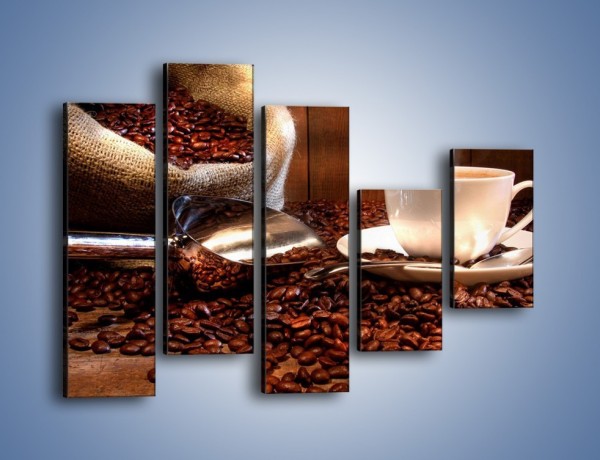Obraz na płótnie – Poranna energia z kawą – pięcioczęściowy JN098W4