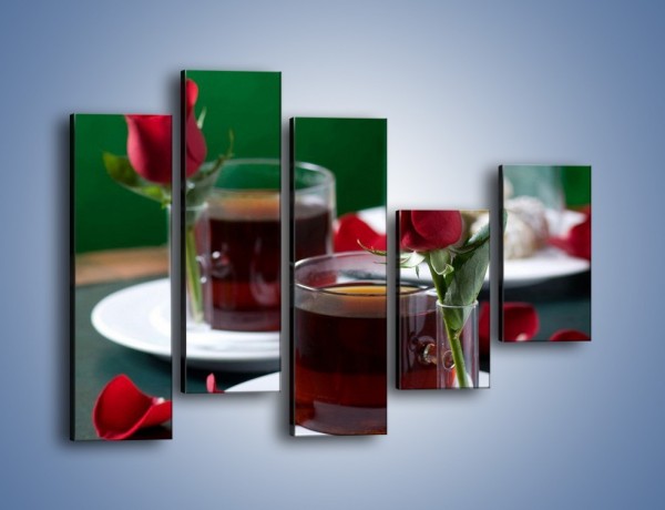 Obraz na płótnie – Herbata ze szczyptą miłości – pięcioczęściowy JN119W4