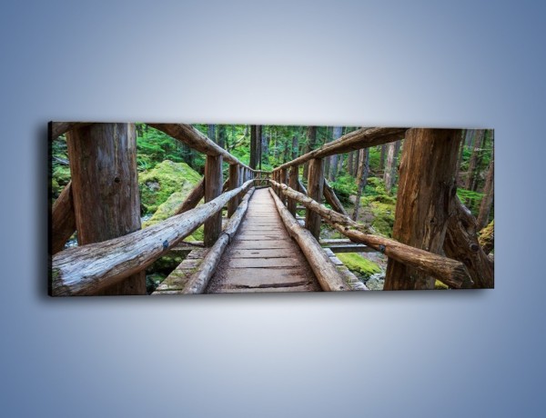 Obraz na płótnie – Mostek z drewnianych bali – jednoczęściowy panoramiczny KN1207A