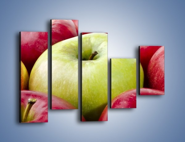 Obraz na płótnie – Zielone wśród czerwonych jabłek – pięcioczęściowy JN155W4