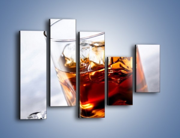 Obraz na płótnie – Whisky z lodem – pięcioczęściowy JN225W4