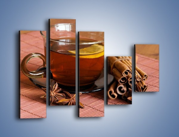 Obraz na płótnie – Rozgrzewająca filiżanka herbaty – pięcioczęściowy JN266W4