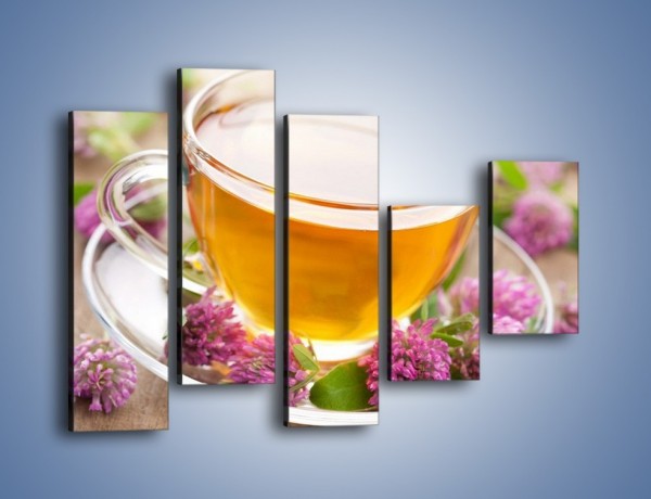 Obraz na płótnie – Herbata z kwiatami – pięcioczęściowy JN283W4