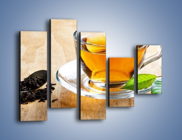 Obraz na płótnie – Listek mięty dla orzeźwienia herbaty – pięcioczęściowy JN290W4