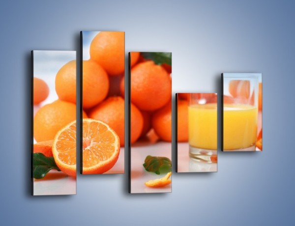 Obraz na płótnie – Szklanka soku pomarańczowego – pięcioczęściowy JN301W4