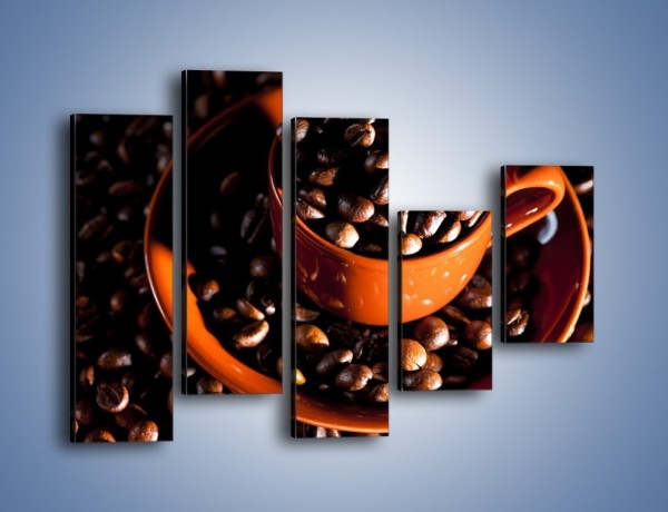 Obraz na płótnie – Filiżanka kawy z charakterem – pięcioczęściowy JN343W4