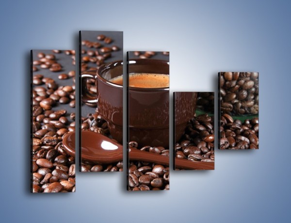 Obraz na płótnie – Kawa w ciemnej filiżance – pięcioczęściowy JN348W4