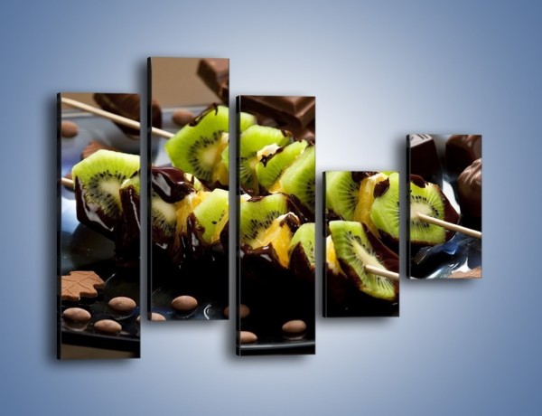 Obraz na płótnie – Owocowe szaszłyki dla dzieci – pięcioczęściowy JN352W4