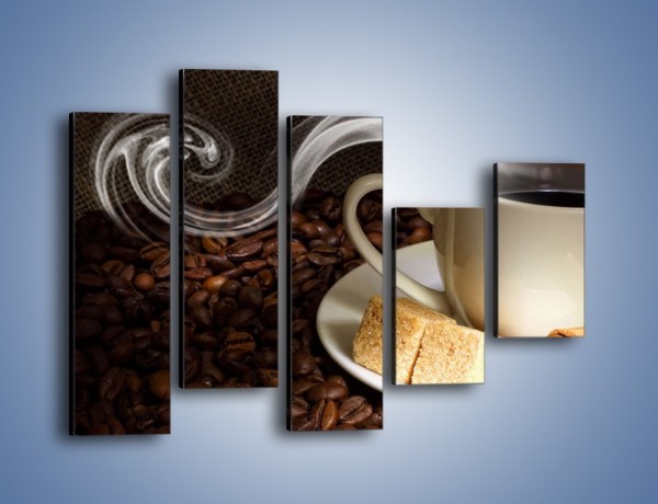 Obraz na płótnie – Kawa z kostkami cukru – pięcioczęściowy JN364W4