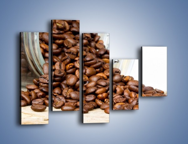 Obraz na płótnie – Ziarna kawy w słoiku – pięcioczęściowy JN368W4