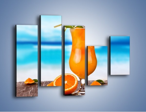 Obraz na płótnie – Pomarańczowy drink z miętą – pięcioczęściowy JN395W4