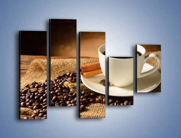 Obraz na płótnie – Kawa w białej filiżance – pięcioczęściowy JN406W4