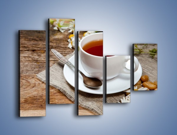 Obraz na płótnie – Herbata wśród stokrotek – pięcioczęściowy JN413W4