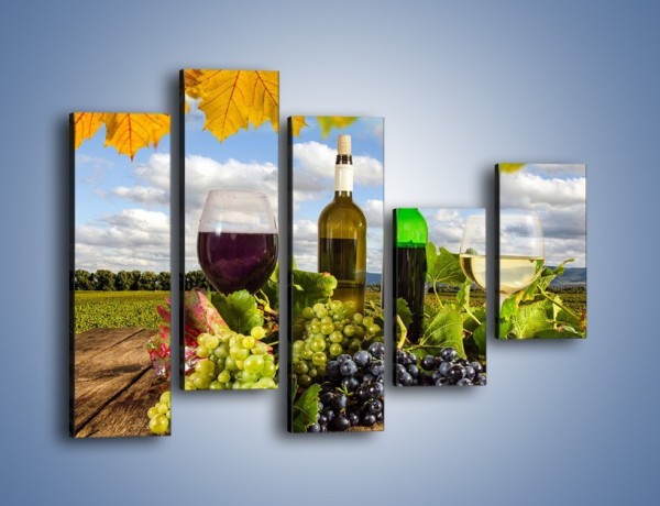 Obraz na płótnie – Wino w jesiennych klimatach – pięcioczęściowy JN415W4
