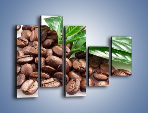 Obraz na płótnie – Kawa wśród zieleni – pięcioczęściowy JN418W4