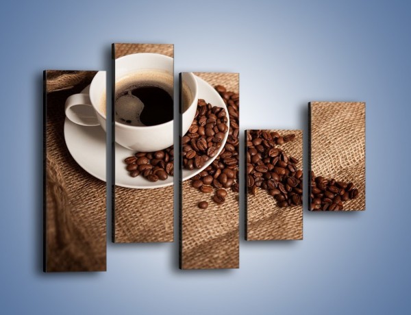 Obraz na płótnie – Kawa na białym spodku – pięcioczęściowy JN430W4