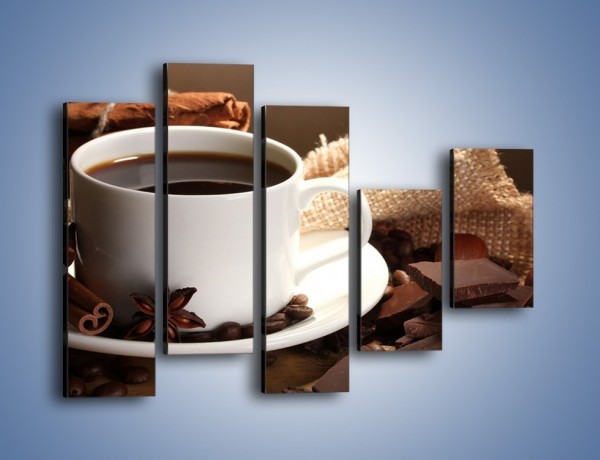 Obraz na płótnie – Kawa z dodatkiem czekolady – pięcioczęściowy JN453W4