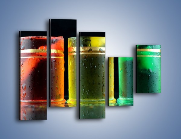 Obraz na płótnie – Drinki w wybranych kolorach – pięcioczęściowy JN465W4