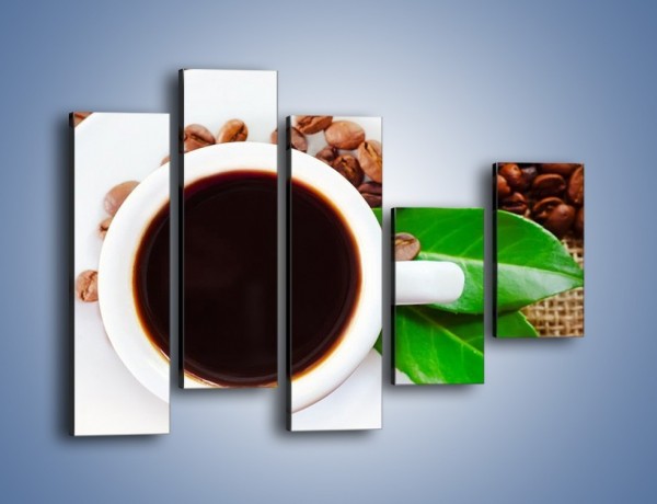 Obraz na płótnie – Kawa z zielonym dodatkiem – pięcioczęściowy JN642W4