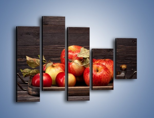 Obraz na płótnie – Dojrzałe jabłka na stole – pięcioczęściowy JN653W4