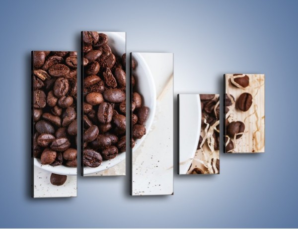 Obraz na płótnie – Kawa wśród beżu i bieli – pięcioczęściowy JN718W4