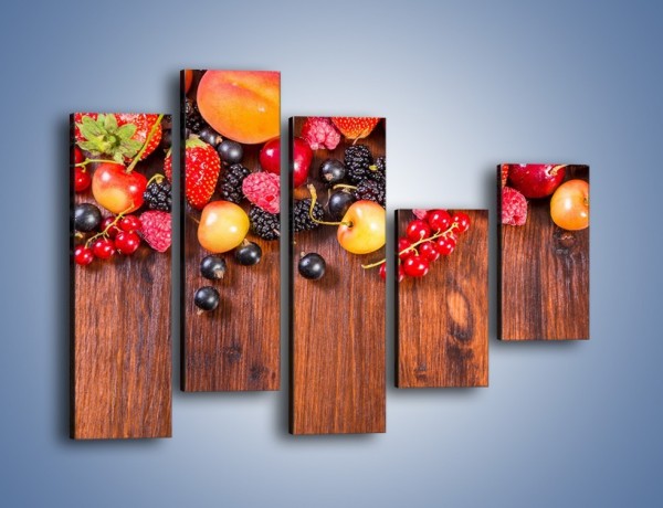 Obraz na płótnie – Stół do polowy wypełniony owocami – pięcioczęściowy JN721W4