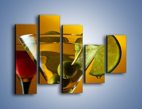Obraz na płótnie – Drink nie tylko z oliwką – pięcioczęściowy JN736W4