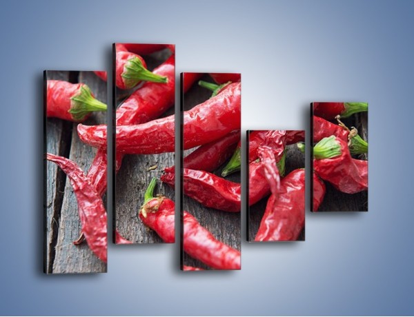 Obraz na płótnie – Rozsypane papryczki chili – pięcioczęściowy JN739W4
