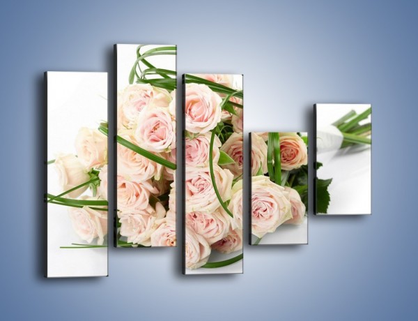 Obraz na płótnie – Wiązanka delikatnie różowych róż – pięcioczęściowy K012W4