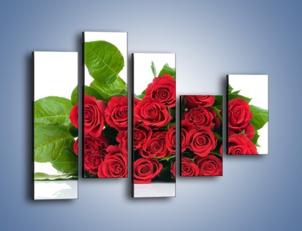 Obraz na płótnie – Idealna wiązanka czerwonych róż – pięcioczęściowy K018W4