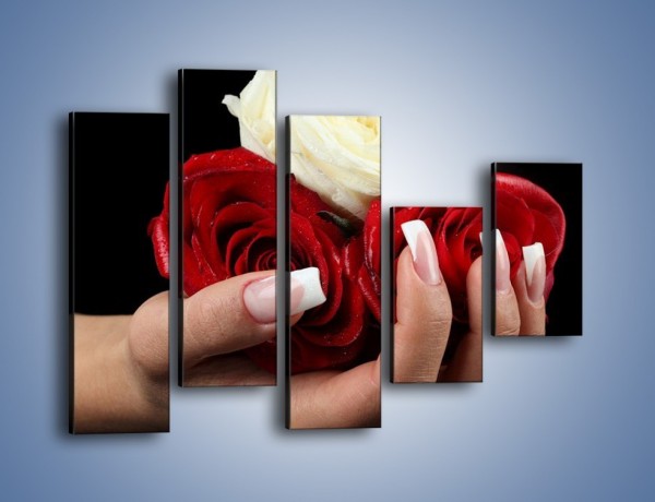 Obraz na płótnie – Pełna garść główek róż – pięcioczęściowy K025W4