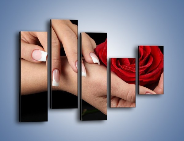 Obraz na płótnie – Czerwona róża w dłoni – pięcioczęściowy K037W4