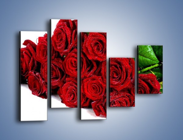 Obraz na płótnie – Oszronione czerwone róże – pięcioczęściowy K047W4