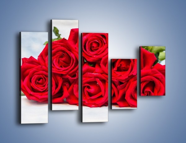 Obraz na płótnie – Czerwone róże bez kolców – pięcioczęściowy K1021W4