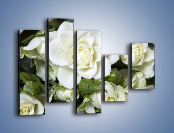 Obraz na płótnie – Białe róże na stole – pięcioczęściowy K131W4