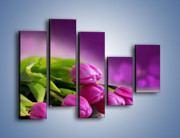 Obraz na płótnie – Tulipany w kolorze lawendy – pięcioczęściowy K133W4