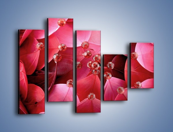 Obraz na płótnie – Koraliki wśród kwiatowych piór – pięcioczęściowy K134W4