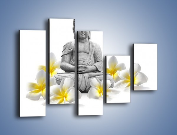 Obraz na płótnie – Budda w białych kwiatach – pięcioczęściowy K599W4