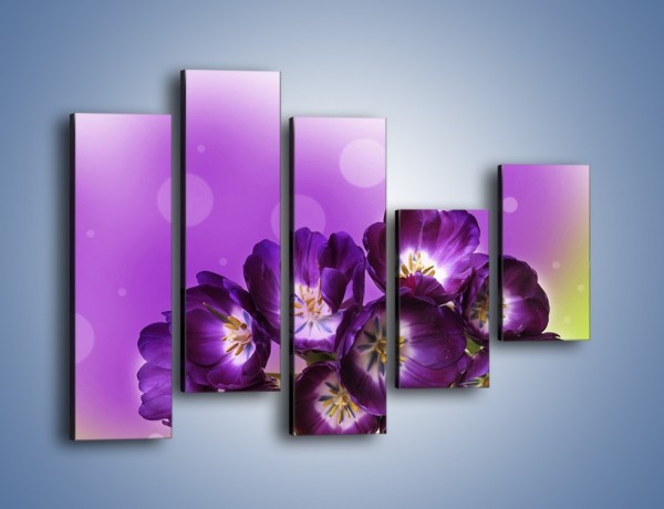 Obraz na płótnie – Fioletowe kwiaty w powietrzu – pięcioczęściowy K630W4