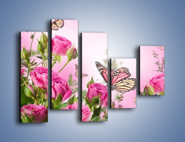 Obraz na płótnie – Motyle różowe jak kwiaty – pięcioczęściowy K741W4