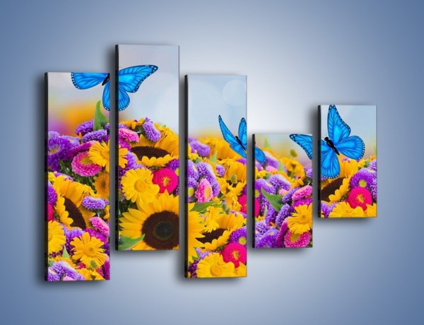 Obraz na płótnie – Bajka o kwiatach i motylach – pięcioczęściowy K794W4