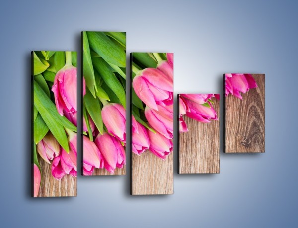 Obraz na płótnie – Do góry nogami z tulipanami – pięcioczęściowy K807W4