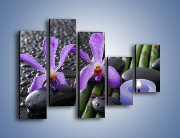 Obraz na płótnie – Mokre fiolety i kwiaty – pięcioczęściowy K880W4