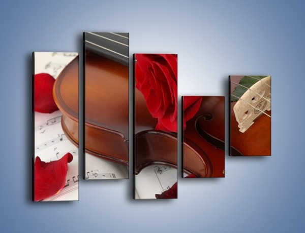 Obraz na płótnie – Instrument muzyka i kwiaty – pięcioczęściowy K900W4